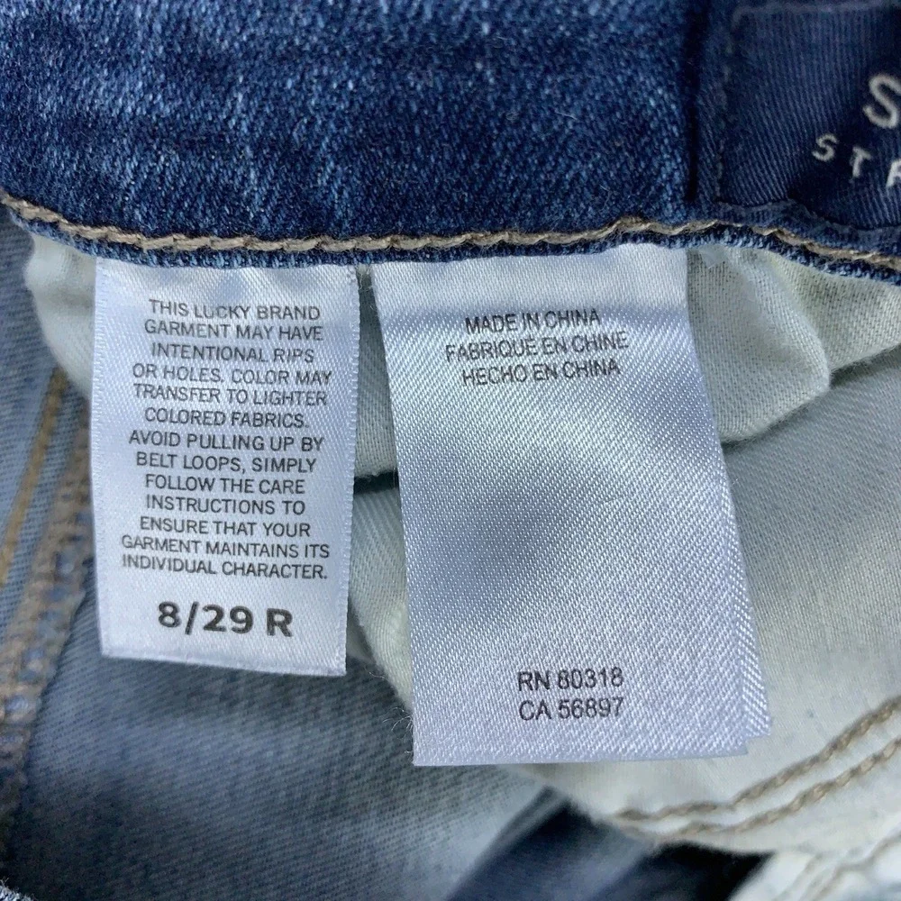 Lucky Brand Sweet Straight Jeans Womens 8/29 Blue Denim Mid Rise Crop Raw Hem